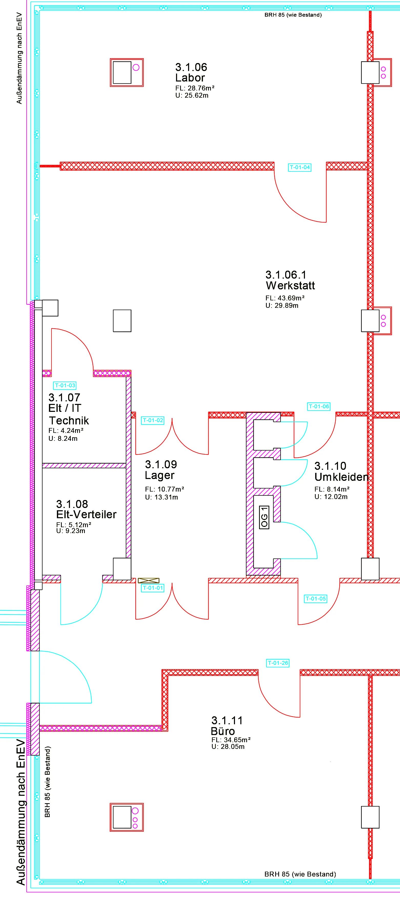 Grundriss: kleine Laboreinheit im Nanocenter
