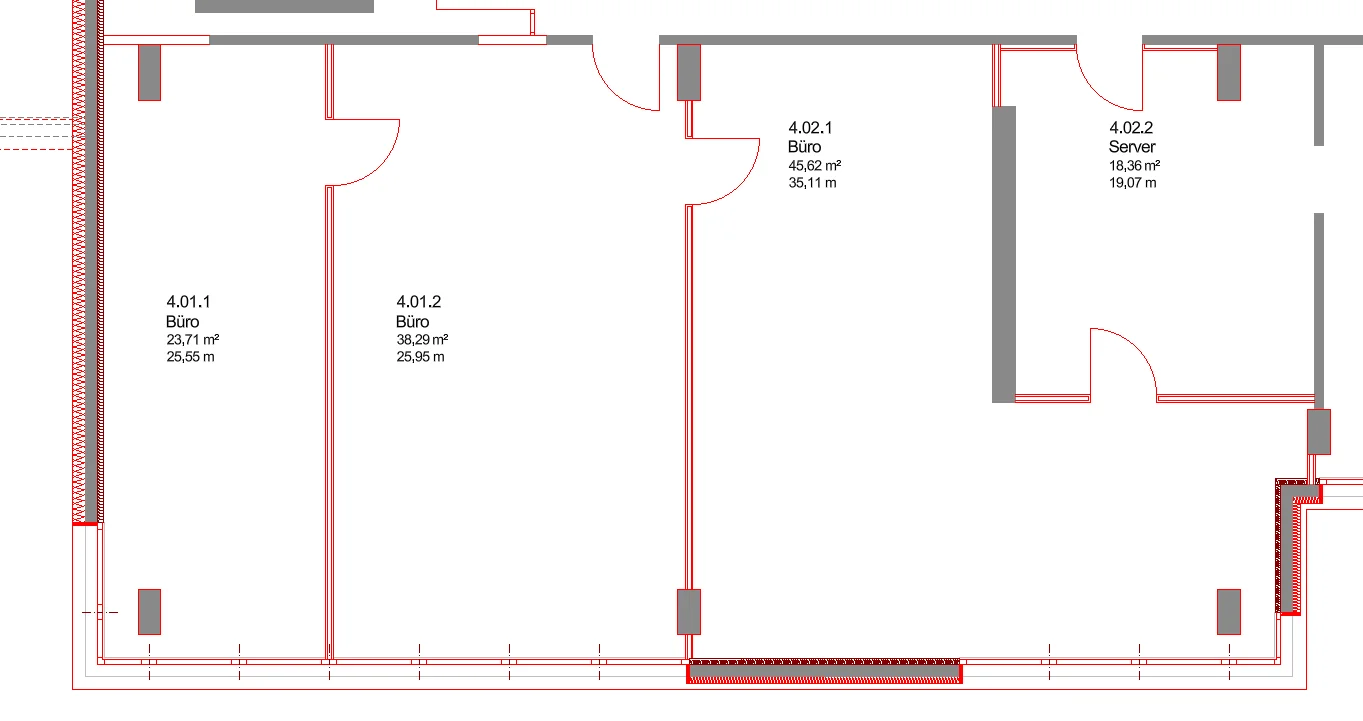 Grundriss: Büroeinheit mit Ausblick - Nanocenter
