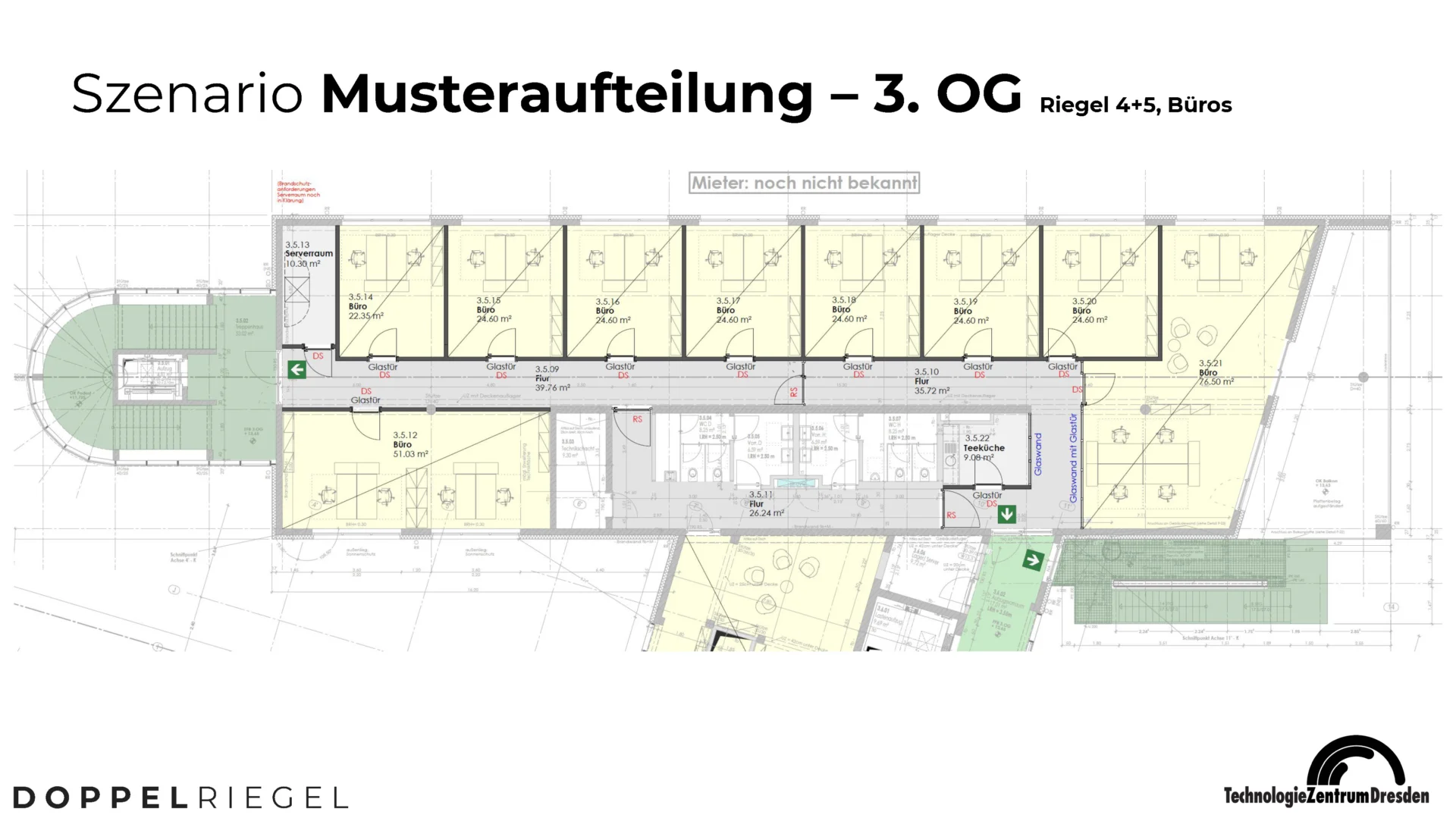 Grundriss: Der Doppelriegel - gesundes Arbeiten in einem hochmodernen und energieeffizienten Gebäude