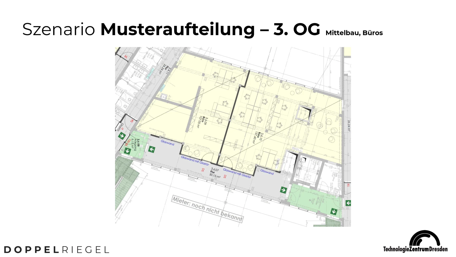 Grundriss: Der Doppelriegel - gesundes Arbeiten in einem hochmodernen und energieeffizienten Gebäude