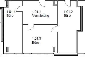 Grundriss: Büroeinheit im 1. Obergeschoss